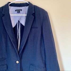 Navy Linen Blazer w/ striped lining